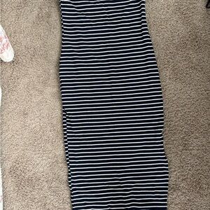 Striped Strapless Bodycon Dress in Navy and White